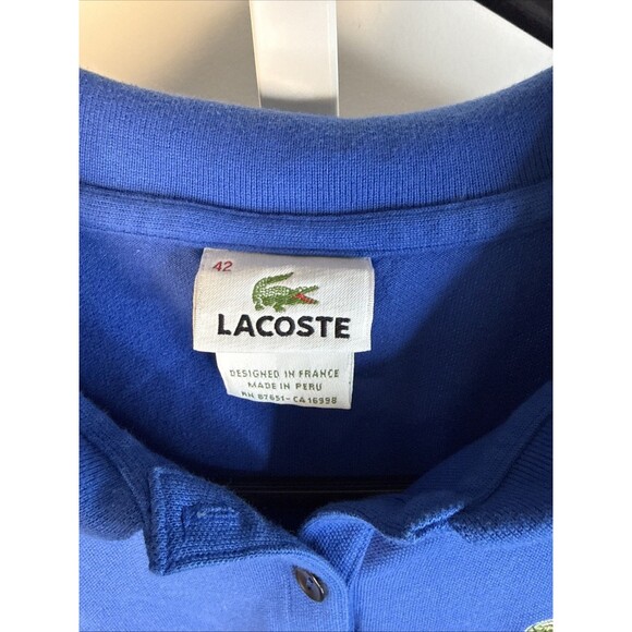Lacoste Womens Short Sleeve Polo Size M 42 Blue Preppy Logo Mean Girls Sport - Picture 3 of 6